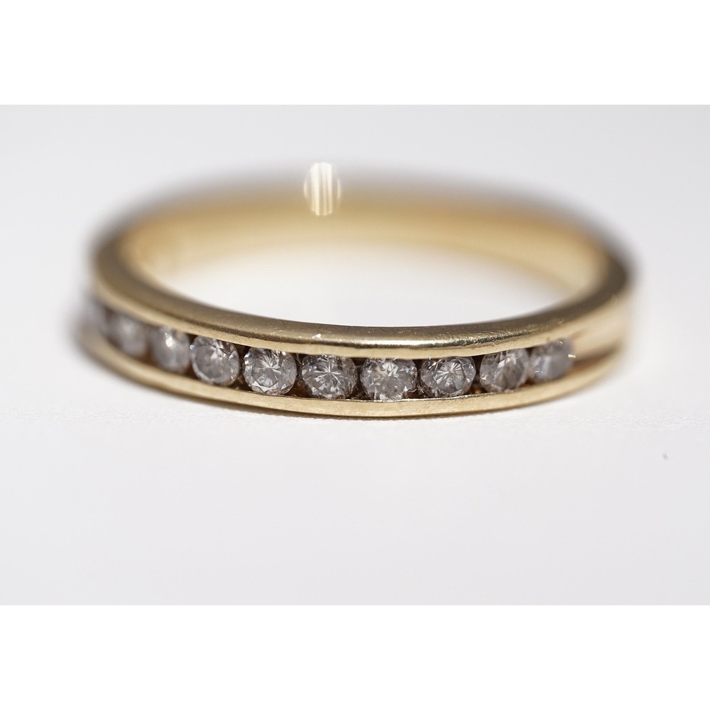 Vintage 14k Solid Gold Natural Channel Set Eternity Band Ring - 2.91g Size 6.75 - Picture 5 of 8